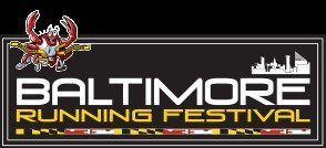 Baltimore Running Festival logo with crab mascot