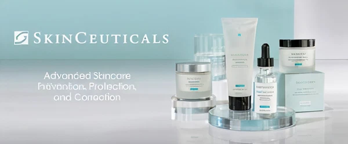 Skincare products displayed from SkinCeuticals.